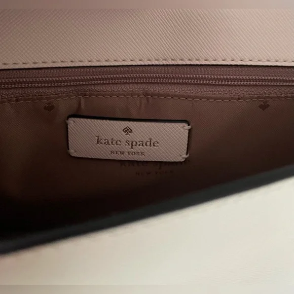 NWOT, Kate Spade Tan, Cream & Black Leather Crossbody Bag with Gold Chain - Picture 6 of 8